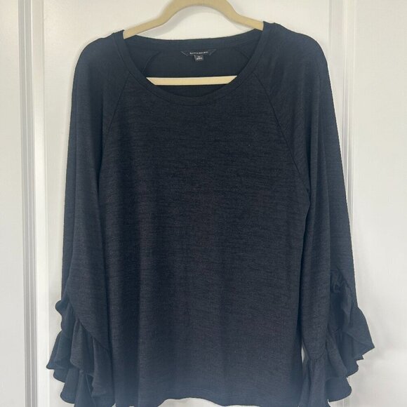 Banana Republic Tops - Banana Republic Black Ruffle Sleeve Top Size M EUC